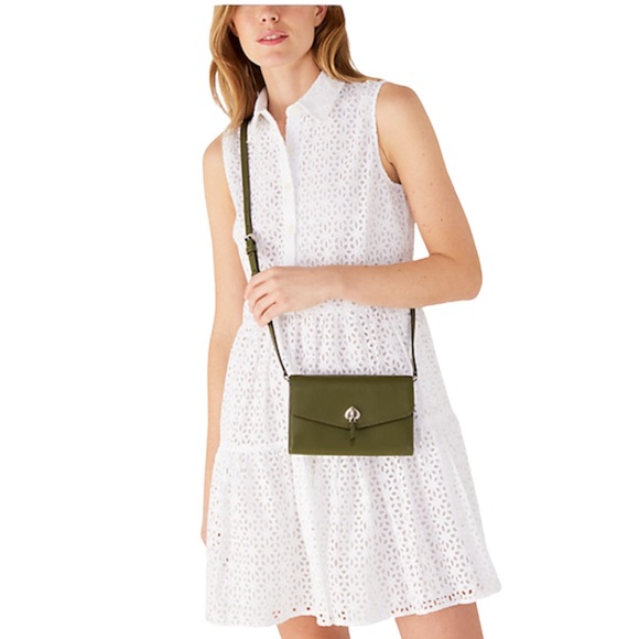 ♠️ kate spade ♠️Marti Pebbled Leather Flap Wallet Crossbody Bag, Enchanted Green - Picture 12 of 13